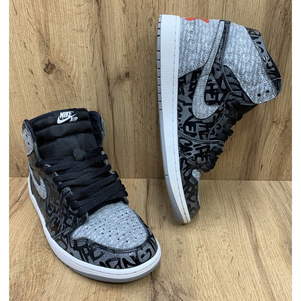 Jordan 1 OG High Rebellionaire Sneaker Shoes 555088-036 Black White Gray Sz 9.5